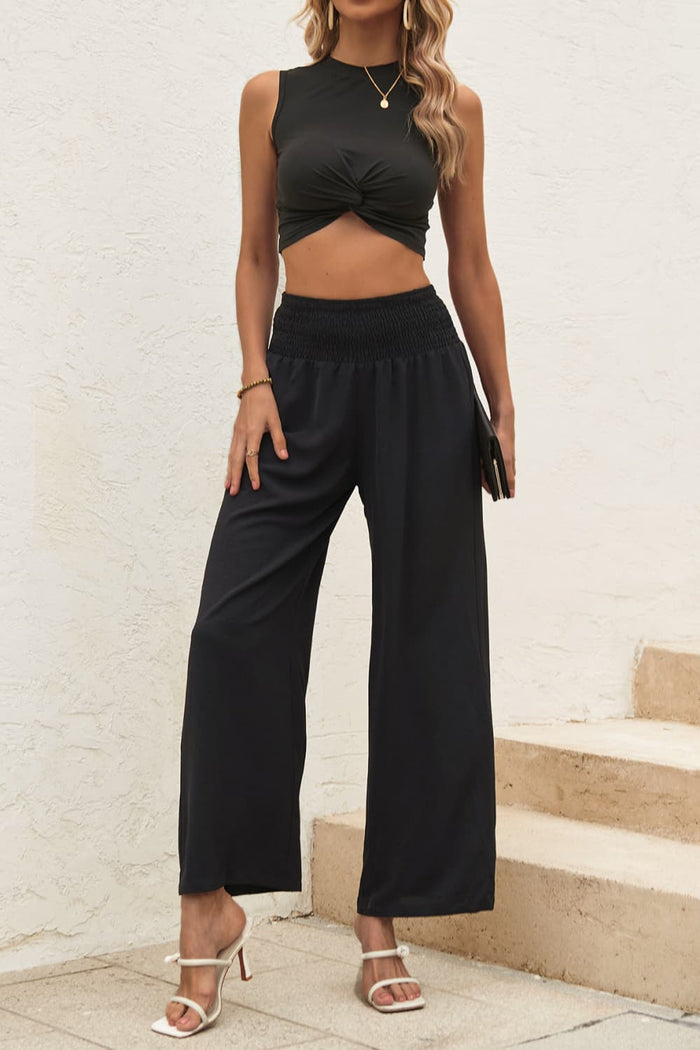 Twist Front Cropped Tank and Pants Set - Madikfashions.com