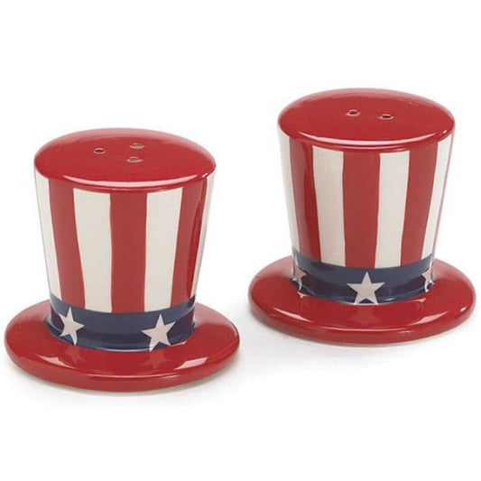 Uncle Sam USA Flag Patriotic Hats Salt and Pepper Shakers
