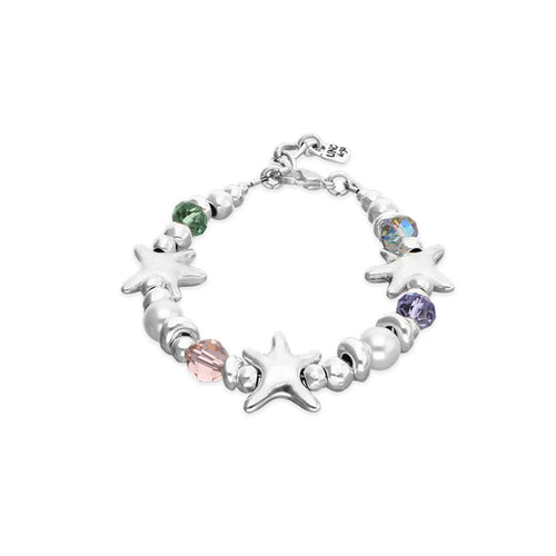 silver star uno bracelet with stones
