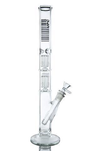 UPC 16 Inch Straight Tube Bong: Double Tree Perc, 5mm Glass, High-Quality Bong, Smooth Hits, Durable Water Pipe