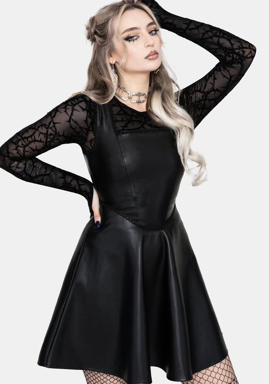 Veluna Corset Waist PU Mini Dress