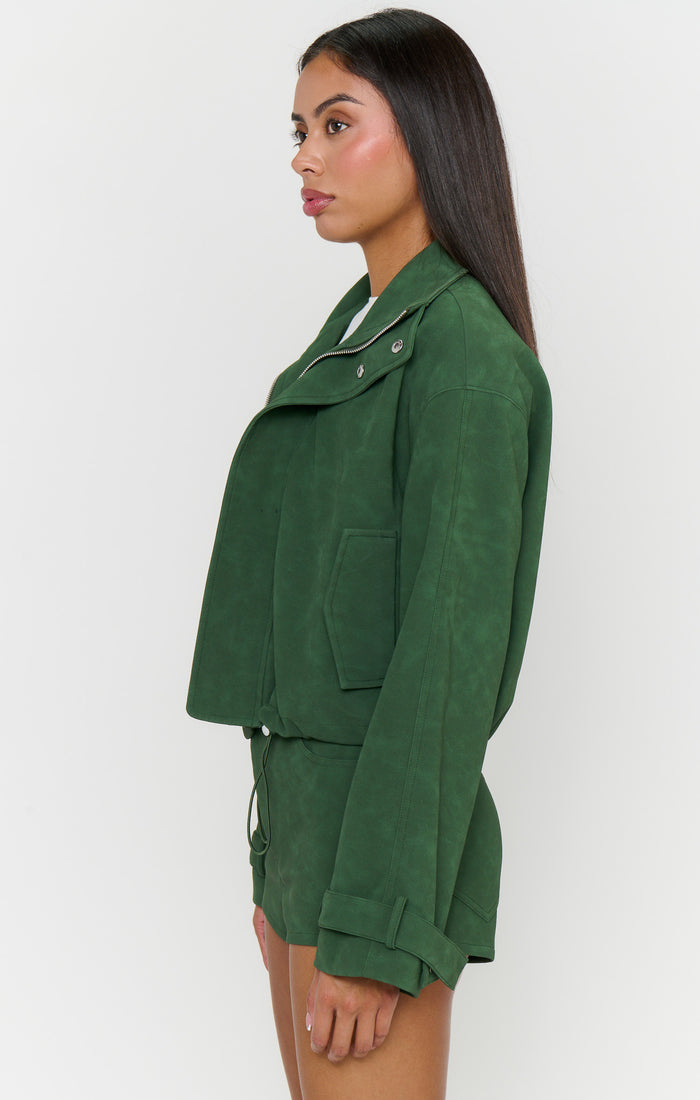 Ventura Jacket ~ Green Faux Suede