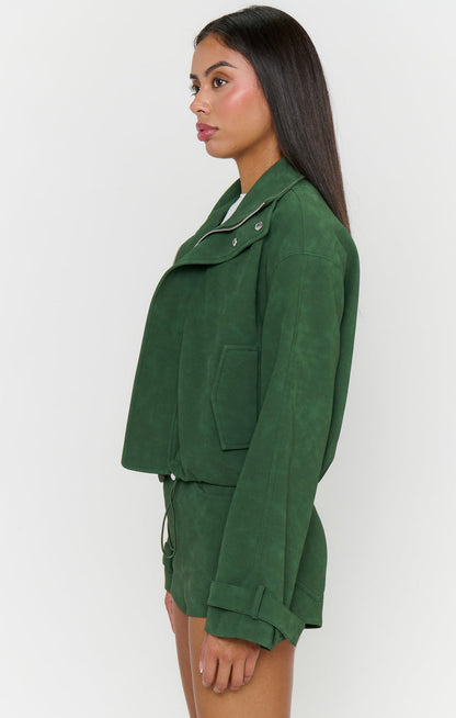 Ventura Jacket ~ Green Faux Suede