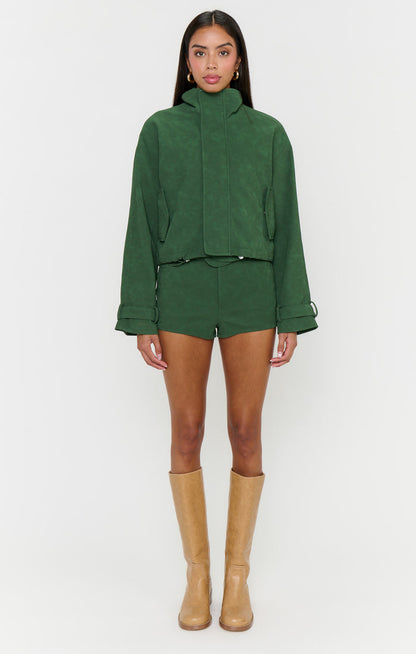 Ventura Jacket ~ Green Faux Suede
