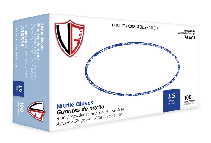 VGuard® Blue Nitrile Gloves (3.5 mil) | Industrial Grade | Case of 1000