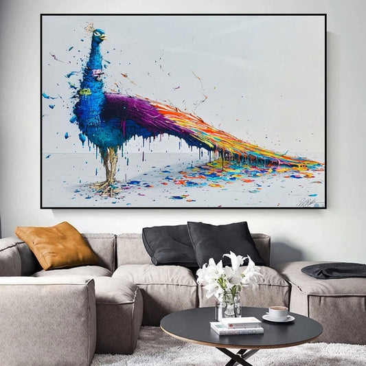 Vibrant Plumage: Graffiti Peacock Artwork Wall Poster