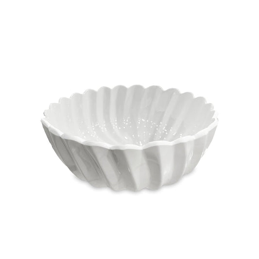Beatriz Ball Vida Vienna Large Bowl White — White fluted serving bowl isolated on white