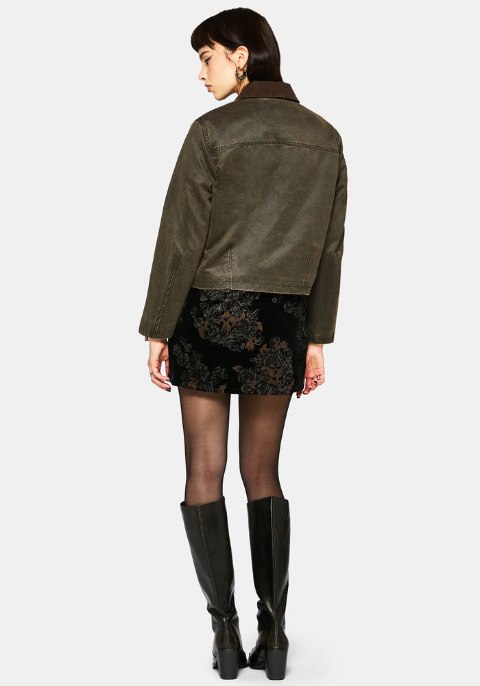 Vilethorn Waxed Cotton Dragon Embroidered Pocket Jacket