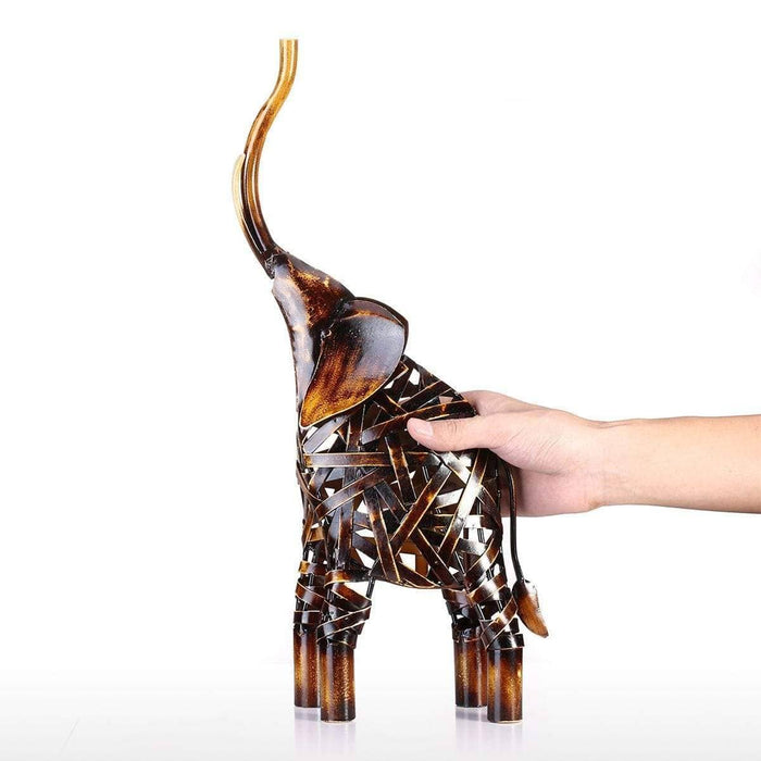 Weaving Elephant Sculpture - Modern Home Decor Accent