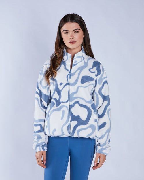 Whimsey Fleece Zipper Multi Blue