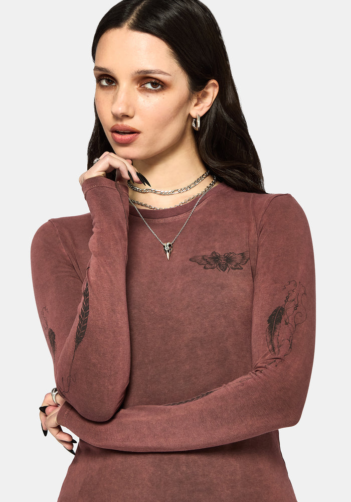 Wicked Feather Long Sleeved Fitted Tee