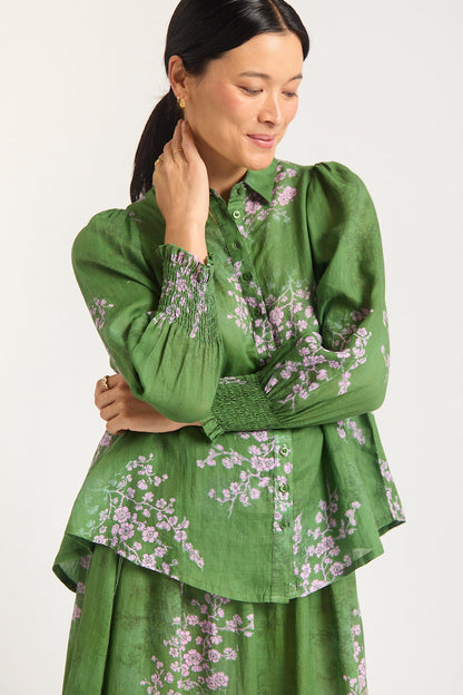 Willa Ramie Shirt  In Maple Print