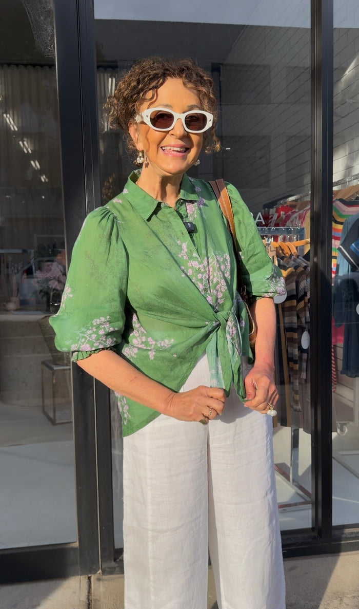 Willa Ramie Shirt  In Maple Print
