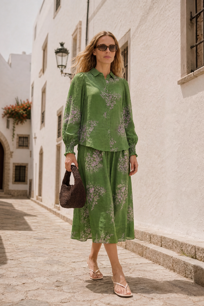 Willa Ramie Shirt  In Maple Print