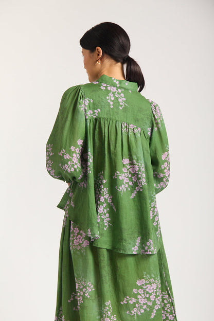 Willa Ramie Shirt  In Maple Print