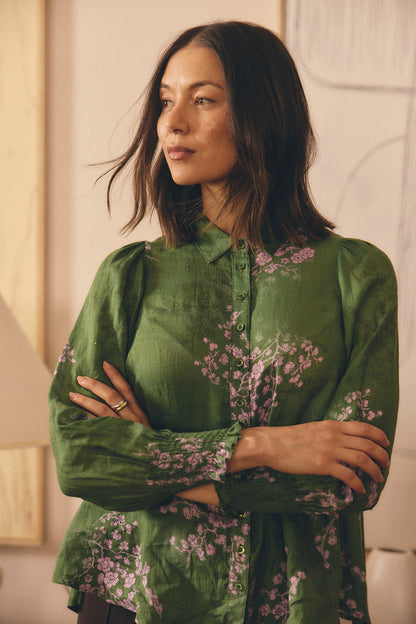 Willa Ramie Shirt  In Maple Print