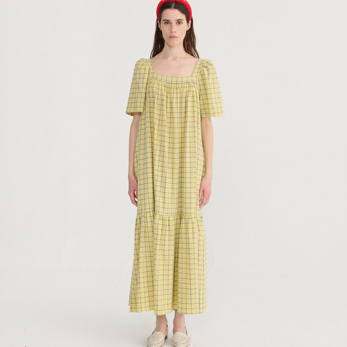 Women's Cotton Crepe Bambula Dress - Spicy Window Pane