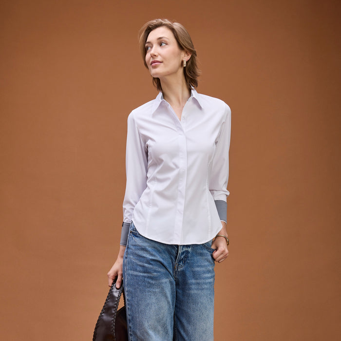 Women's Executive 4-Way Stretch Solid Button Up