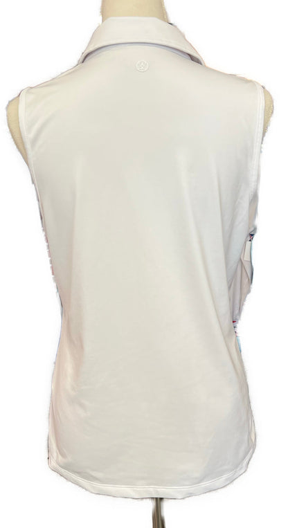 Women's G/Fore Multi V Tech Jersey Sleeveless Golf Polo Size L MSP$110
