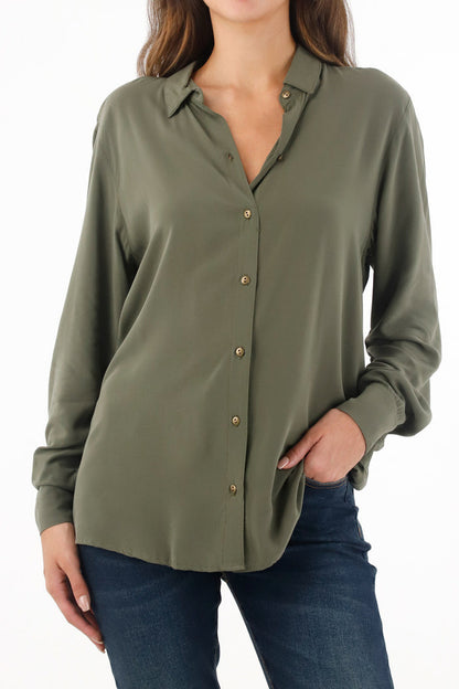 Women's Green Long Sleeve Shirt