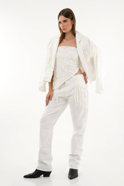 Women's High-Waisted Frayed Hem Jeans