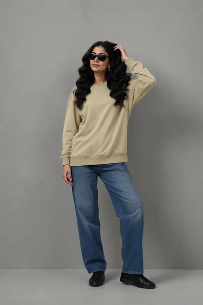 Women's Premium Beige Fleece Sweatshirt