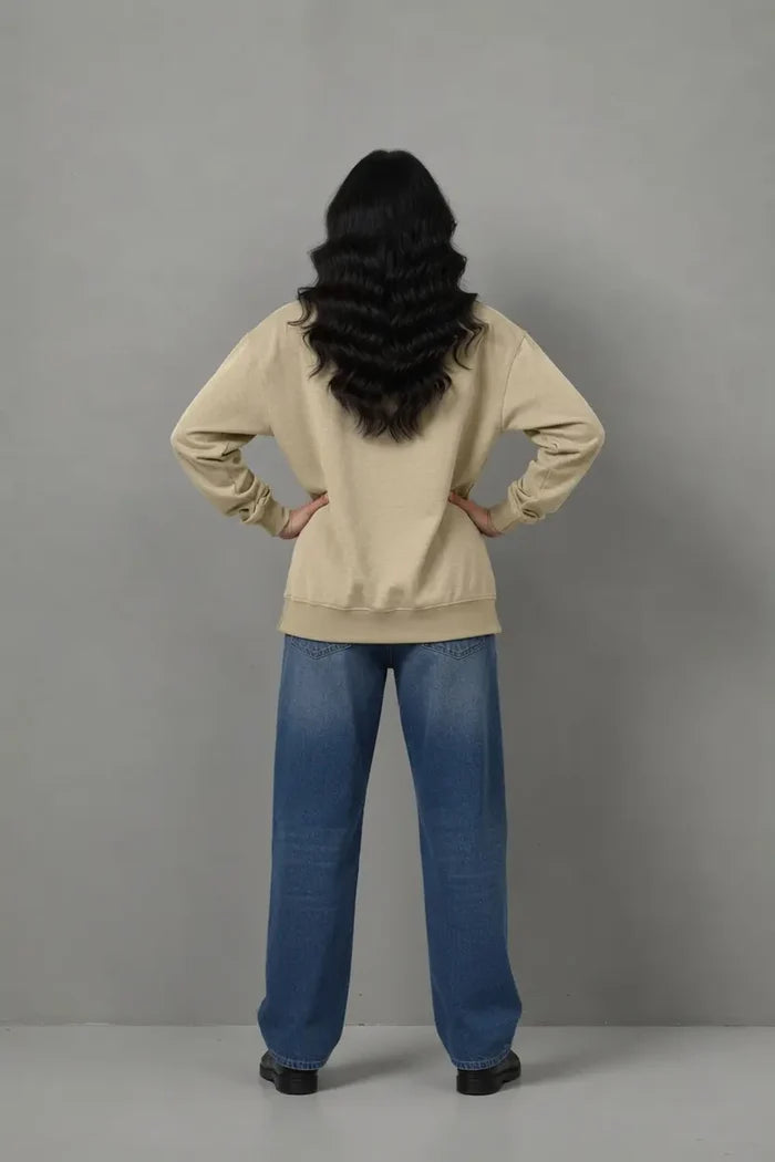 Women's Premium Beige Fleece Sweatshirt - Hinz Clothing