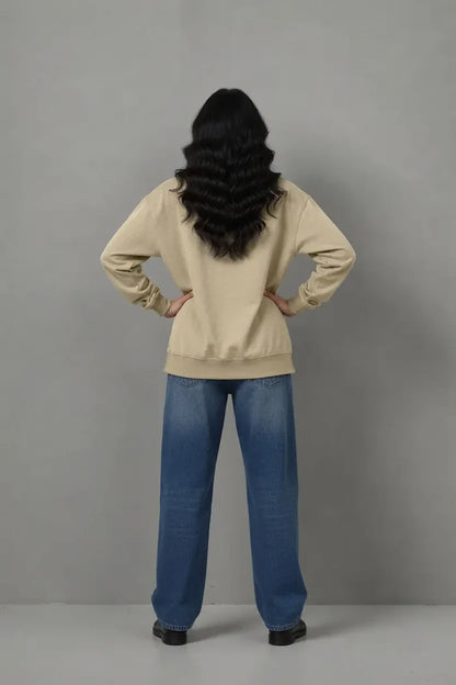 Women's Premium Beige Fleece Sweatshirt - Hinz Clothing