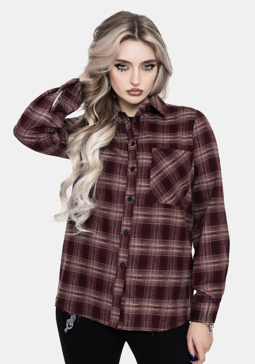 Wren Burgundy Check Oversized Shirt