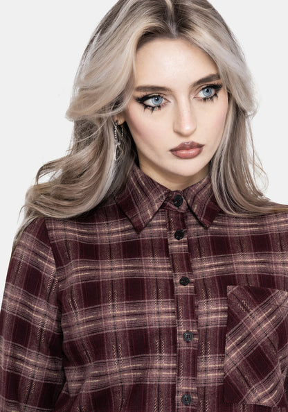 Wren Burgundy Check Oversized Shirt