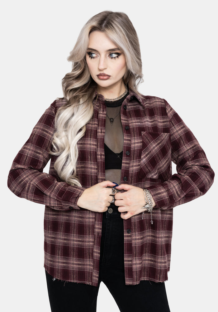 Wren Burgundy Check Oversized Shirt
