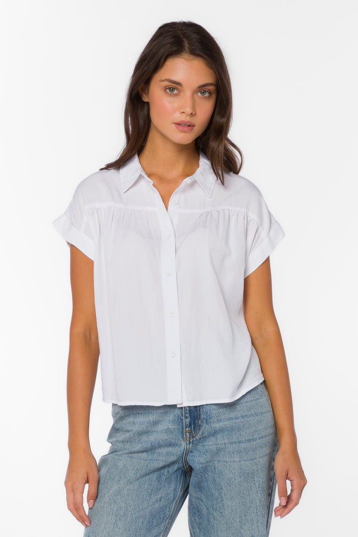 Xander Optic White Shirt - Tops - Velvet Heart Clothing