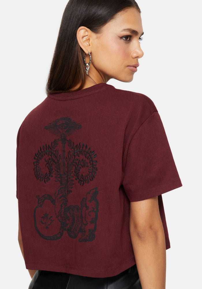 Xove Medieval Graphic Boxy Crop Cotton T-Shirt