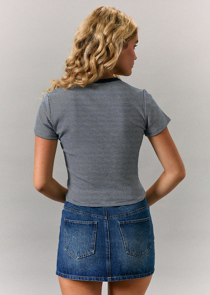 Zara Stripe Tee - Navy