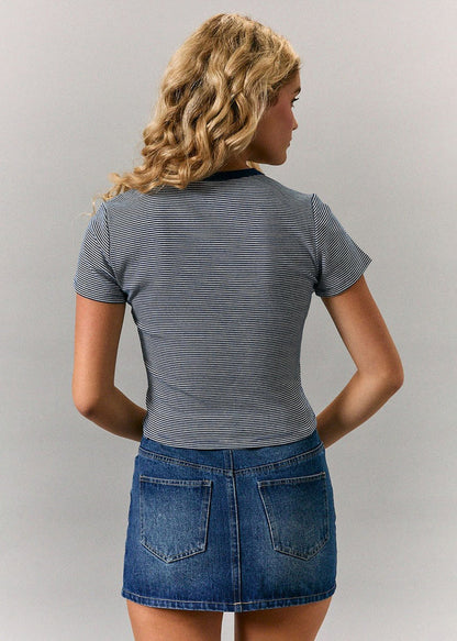 Zara Stripe Tee - Navy