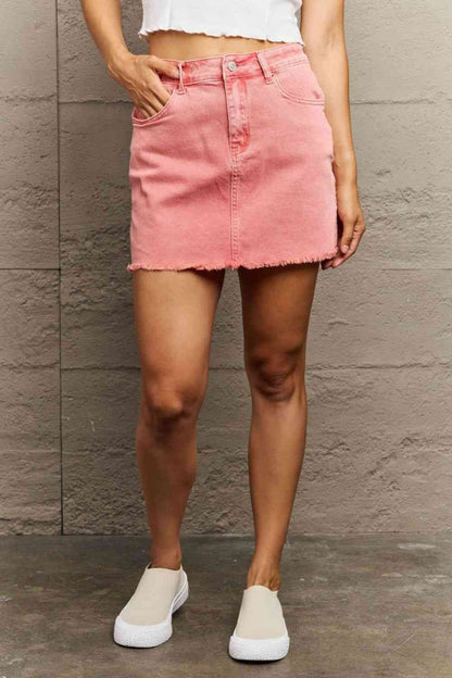 Zenana 90's Vibe Acid Wash Frayed Hem Skirt - Madikfashions.com