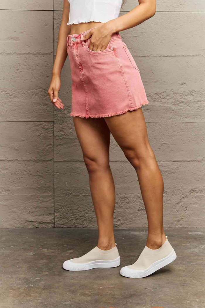 Zenana 90's Vibe Acid Wash Frayed Hem Skirt - Madikfashions.com