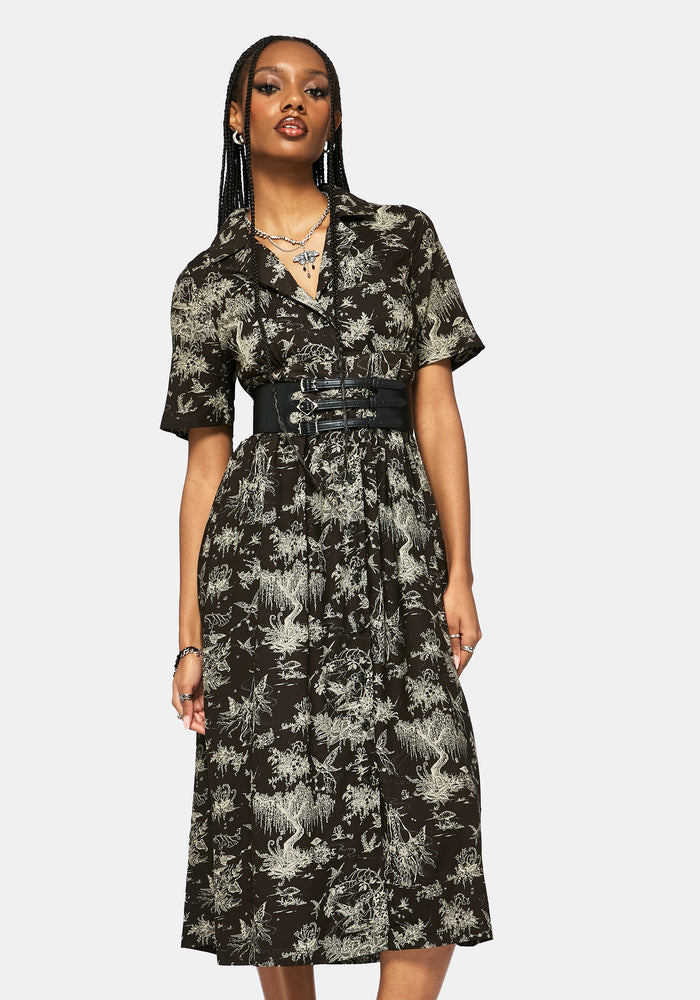 Zorya Winter Maypole Midi Shirt Dress