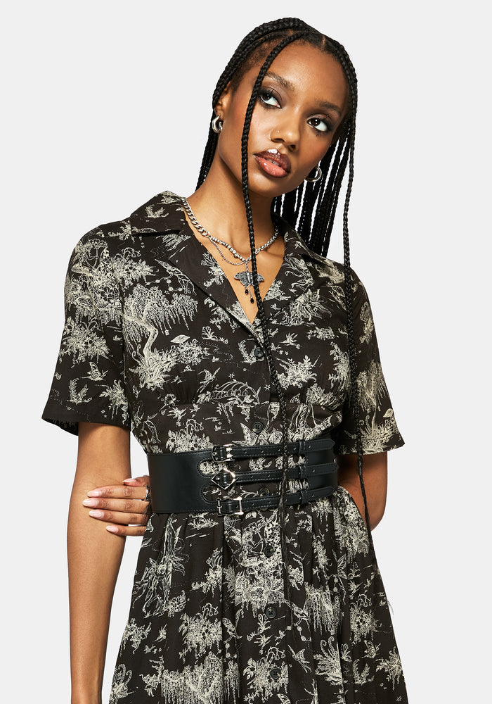 Zorya Winter Maypole Midi Shirt Dress